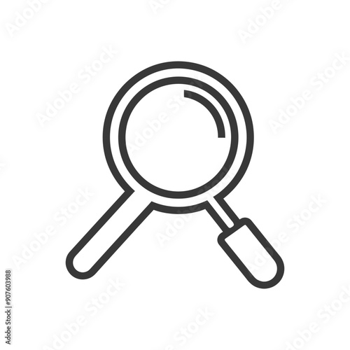 A black and white outline of a magnifying glass