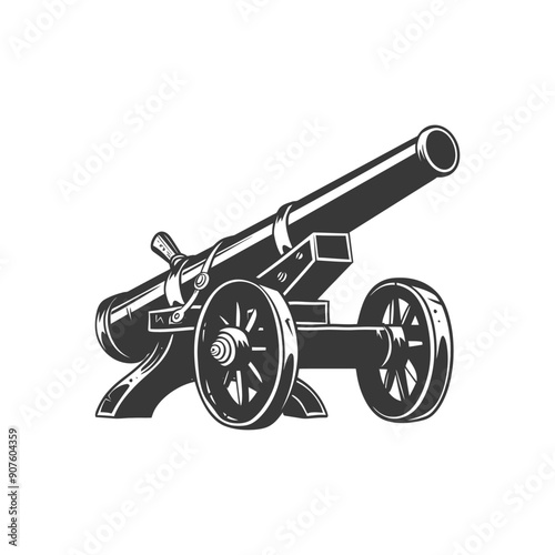 A Black and White Illustration of a Cannon