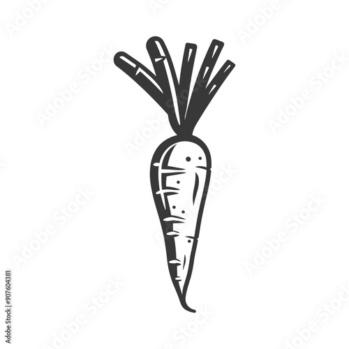 A Black and White Illustration of a Carrot