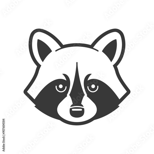 A Black and White Illustration of a Raccoons Face