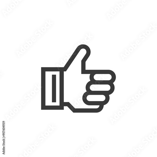 A black and white line art thumbs up icon