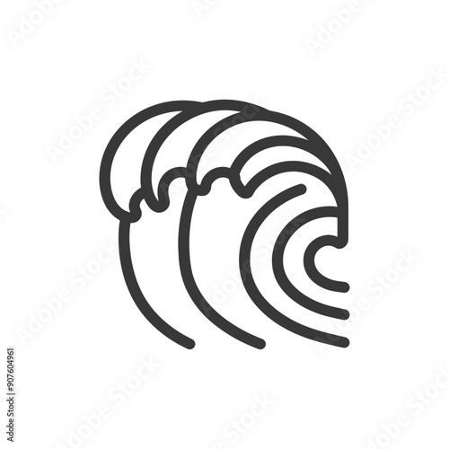 A Black and White Line Drawing of a Breaking Wave