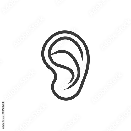 A Black and White Line Drawing of a Human Ear