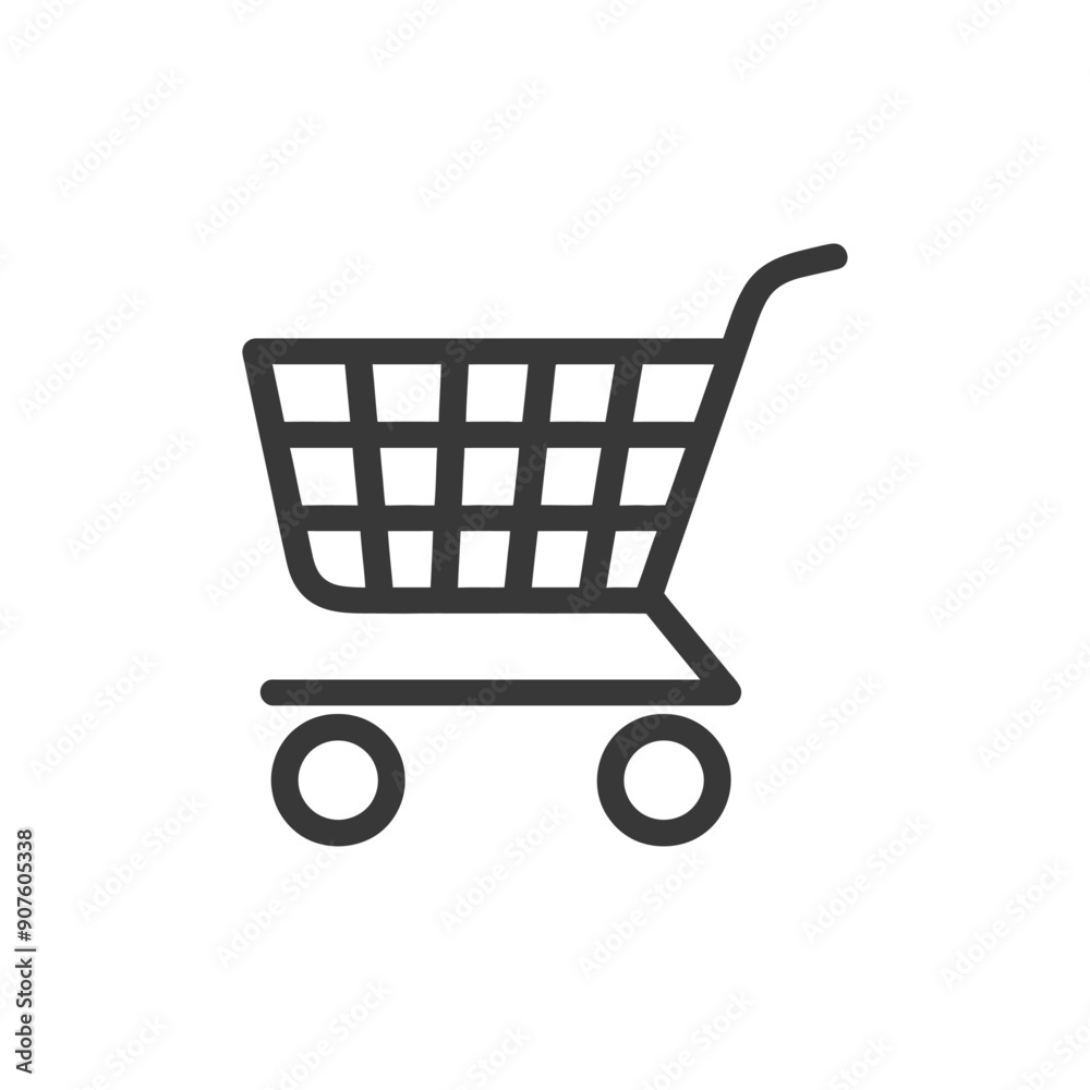 A Black and White Line Drawing of a Shopping Cart A Black and White Line Drawing of a Shopping Cart