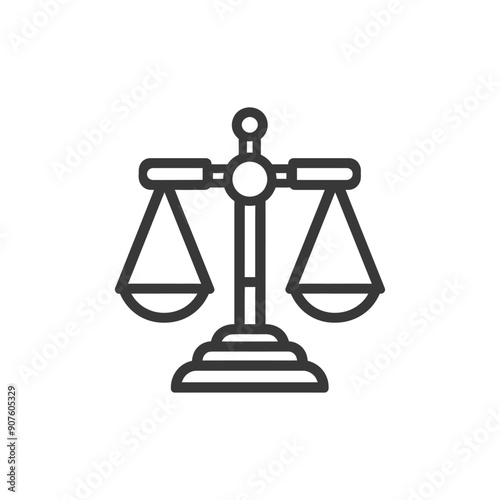 A Black and White Line Drawing of a Scale with Two Balanced Pans