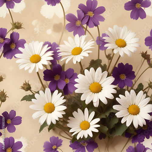 Painting with a simple pattern featuring flowers