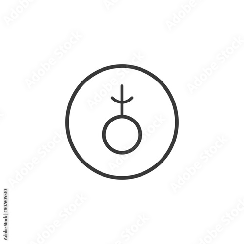 A Black and White Line Drawing of the Astrological Symbol for Uranus