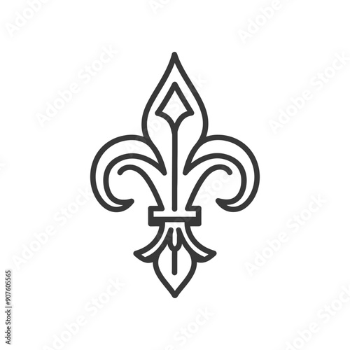 A Black and White Outline Drawing of a Fleur de lis