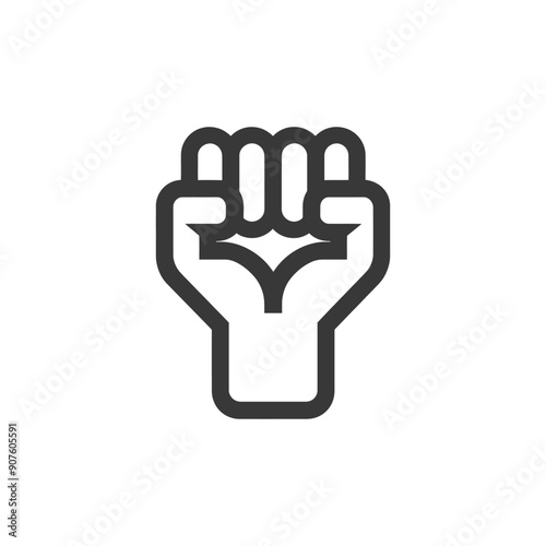 A Black and White Outline Icon of a Closed Fist