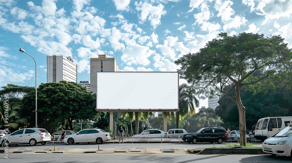Blank billboard mockup ready for new ad in Brazil : Generative AI Blank billboard mockup ready for new ad in Brazil : Generative AI