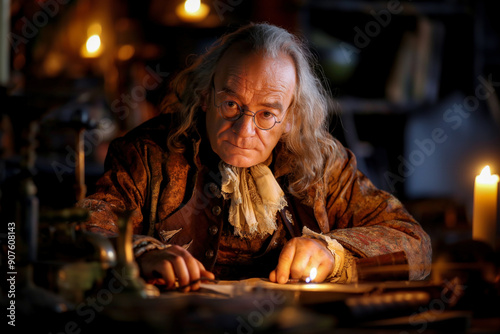 Benjamin franklin with a ki...