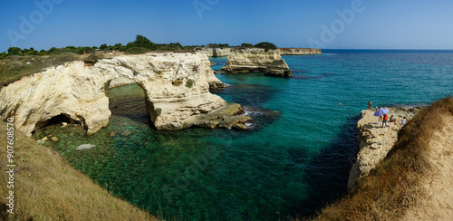 S. Andrea stacks panoramic view in a summer day, Otranto, Puglia, Italy photo