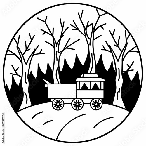 A hayride through a haunted forest Art vector illustration