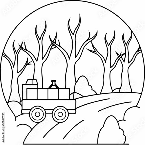 A hayride through a haunted forest Art vector illustration