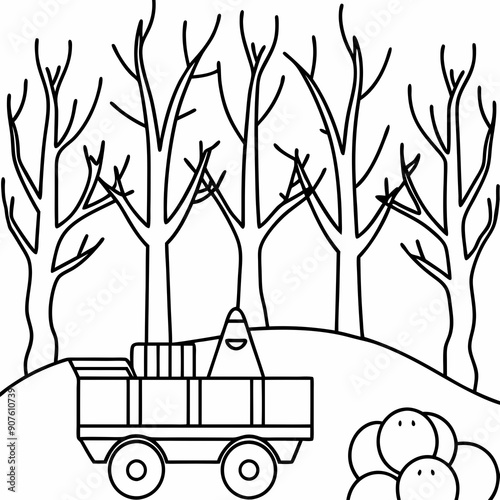A hayride through a haunted forest Art vector illustration