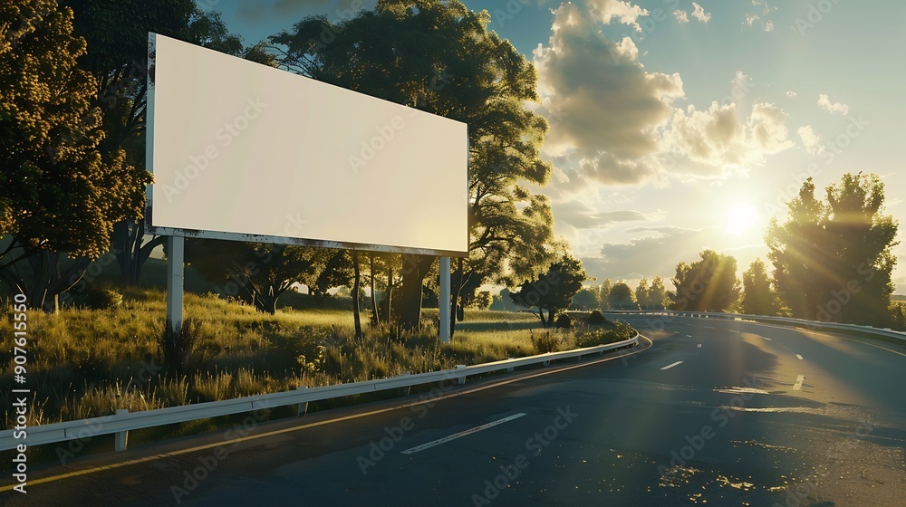 A large blank billboard on the side of a highway The billboard is white It is located in a rural area with trees and grass in the background The sun is shining and the sky is blue clip : Generative AI A large blank billboard on the side of a highway The billboard is white It is located in a rural area with trees and grass in the background The sun is shining and the sky is blue clip : Generative AI