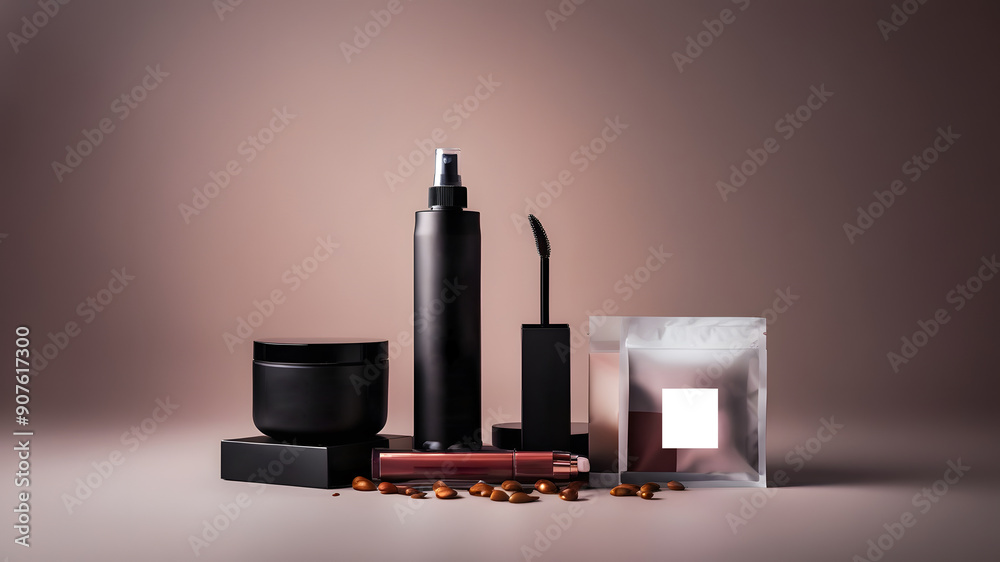 Fototapeta premium Showcase your cosmetic brand with a glowing background advertising poster design