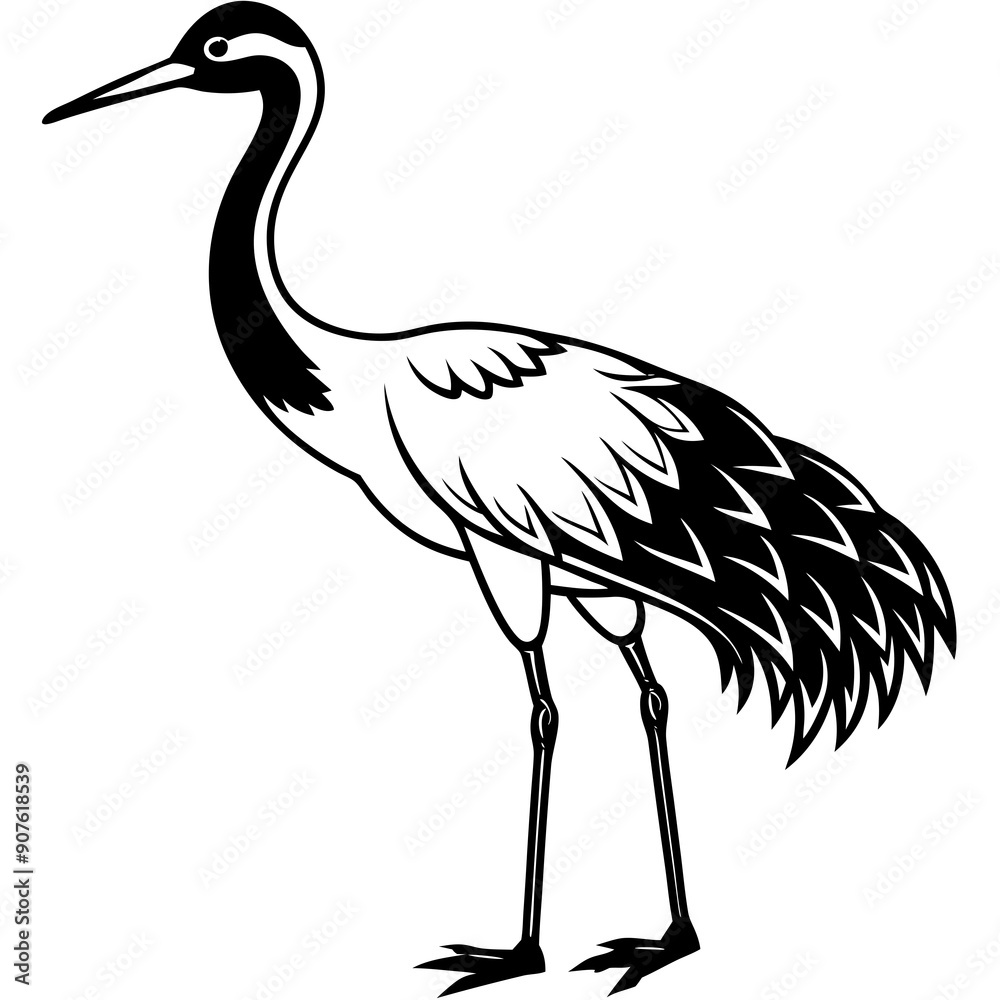 Obraz premium Common Crane black art vector