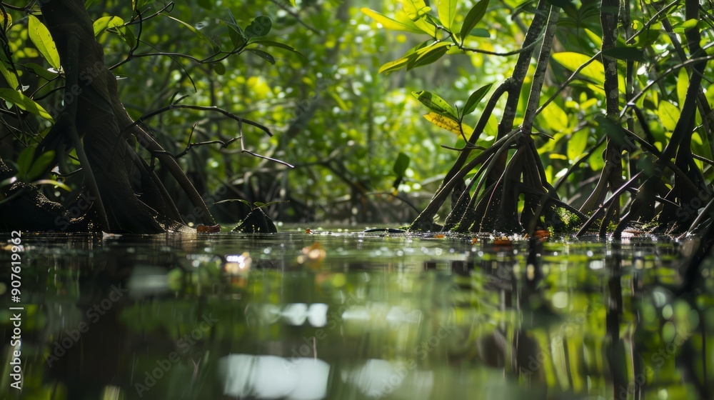 closeup of a tropical mangrove swamp closeup of a tropical mangrove swamp