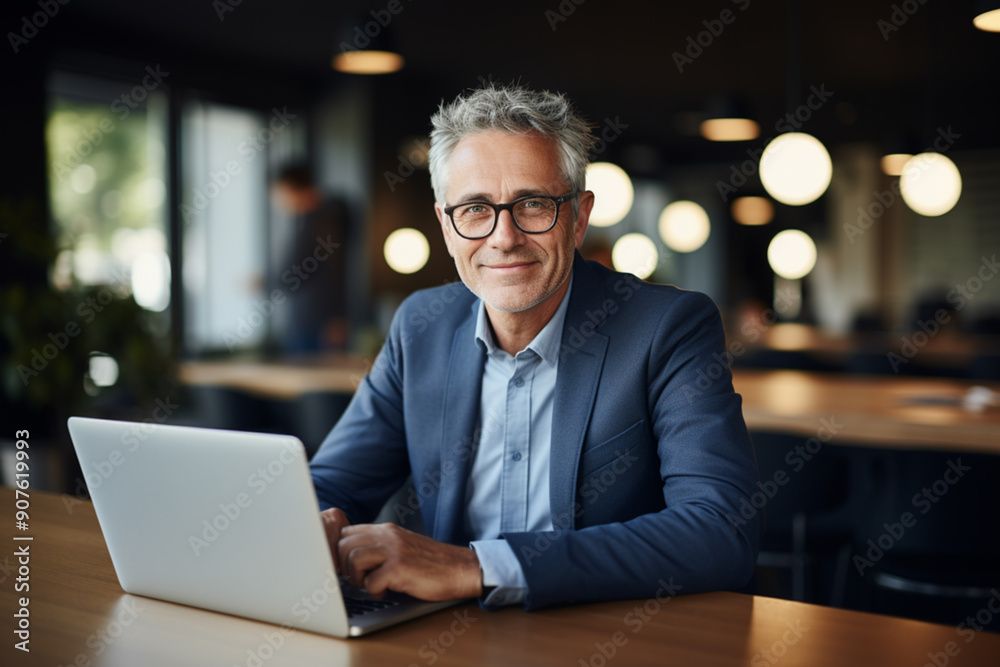 businessman working on laptop in cafe AI generated businessman working on laptop in cafe AI generated