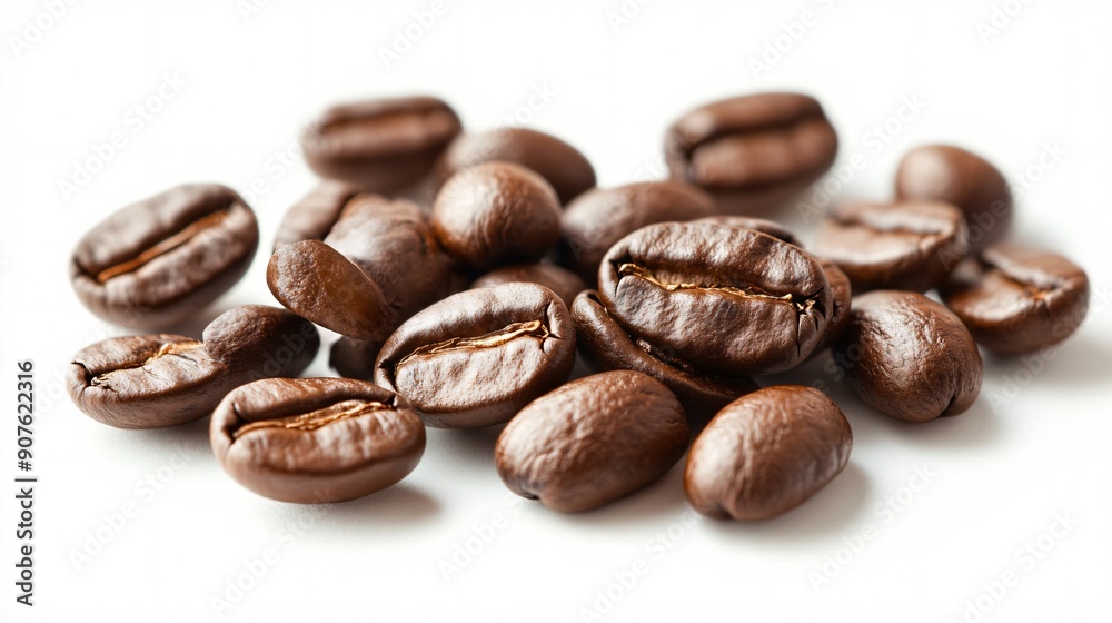 Captivating Macro Photography of Arabica Coffee Bean on a White Background Captivating Macro Photography of Arabica Coffee Bean on a White Background