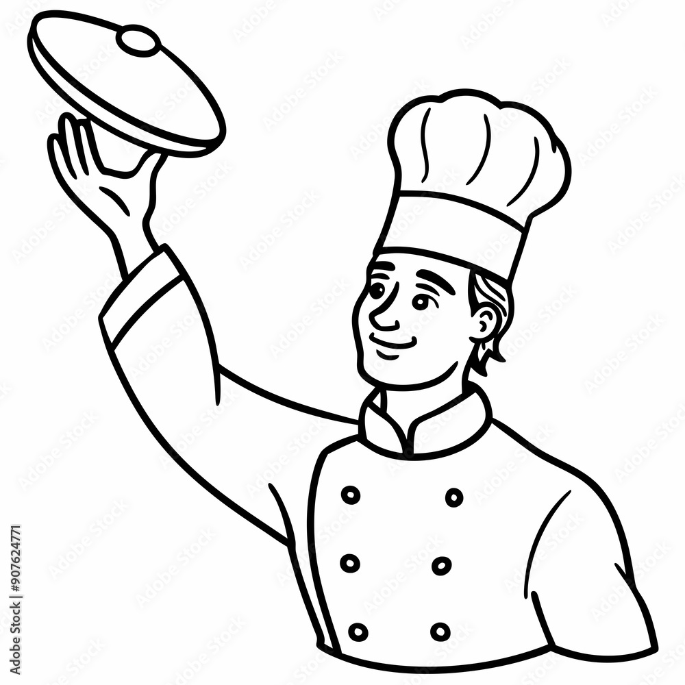 A chef tossing pizza dough in the air art vector illustration A chef tossing pizza dough in the air art vector illustration