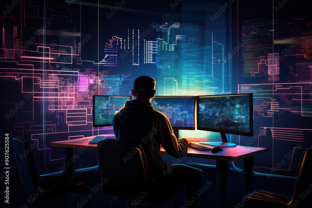Computer working screen adult. Computer working screen adult.