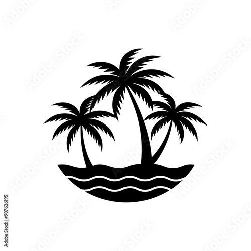 palm trees on ocean vector 