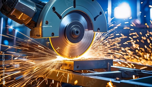 Machine Cutting Metal With Sparks