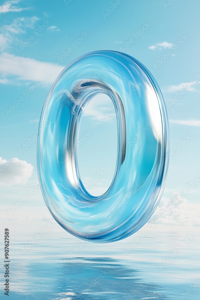 Floating Clear Water Shape in a Blue Sky Floating Clear Water Shape in a Blue Sky