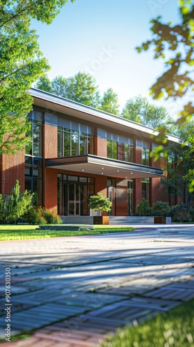 American School Building Exterior Concept: A Modern Architectural Vision Reflecting Education's Progress and Tradition