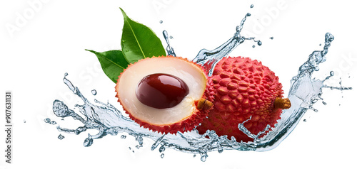 lychee with splash water cut out