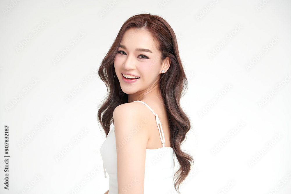 Beautiful young asian woman with clean fresh skin on white background, Face care, Facial treatment, Cosmetology, beauty and spa, Asian women portrait. Beautiful young asian woman with clean fresh skin on white background, Face care, Facial treatment, Cosmetology, beauty and spa, Asian women portrait.