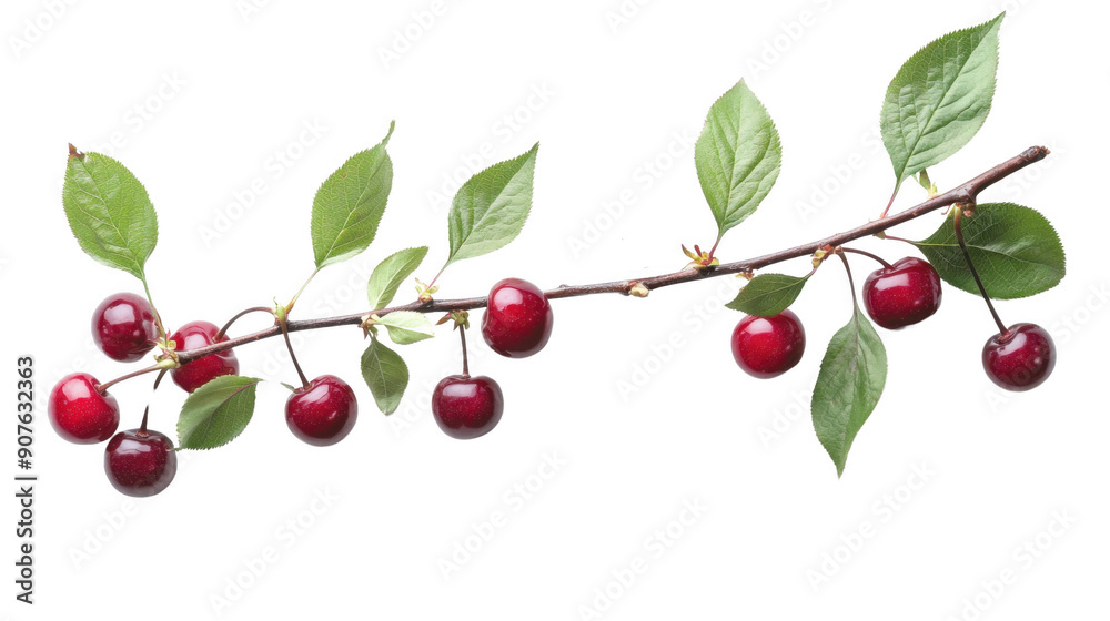 Ripe Cherries on Branch Ripe Cherries on Branch
