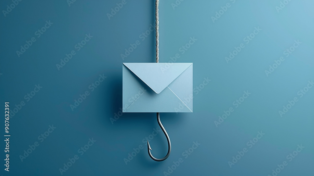 Fishing Hook with an Envelope Symbolizing Email Phishing