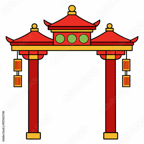 Eastern Chinese arch art vector illustration