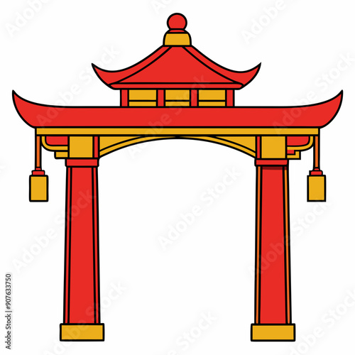 Eastern Chinese arch art vector illustration