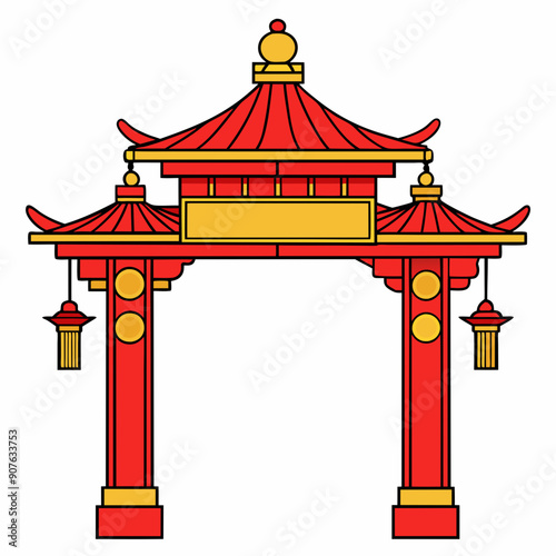 Eastern Chinese arch art vector illustration