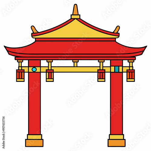 Eastern Chinese arch art vector illustration