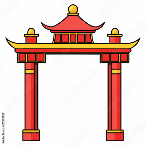 Eastern Chinese arch art vector illustration