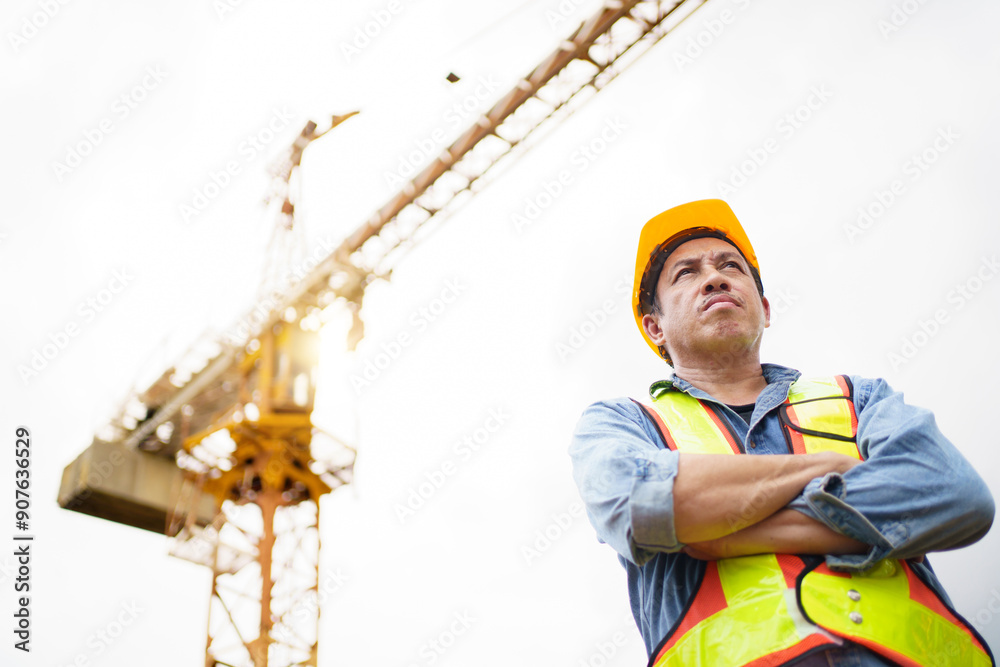 Careless worker at construction site without wearing helmet. Careless worker at construction site without wearing helmet.