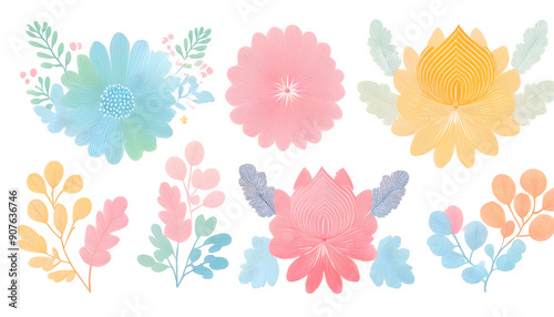 Wallpaper Mural set of watercolor pastel flower decoration on wedding table with flowers  Torontodigital.ca