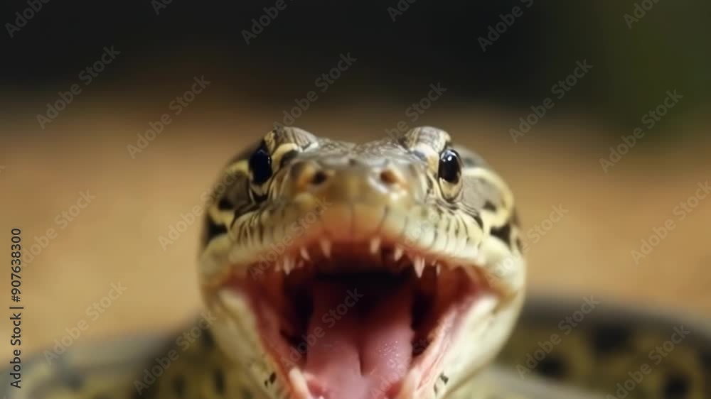 A detailed close up of a snake highlighting its scales and eyes, showcasing its natural habitat and beauty