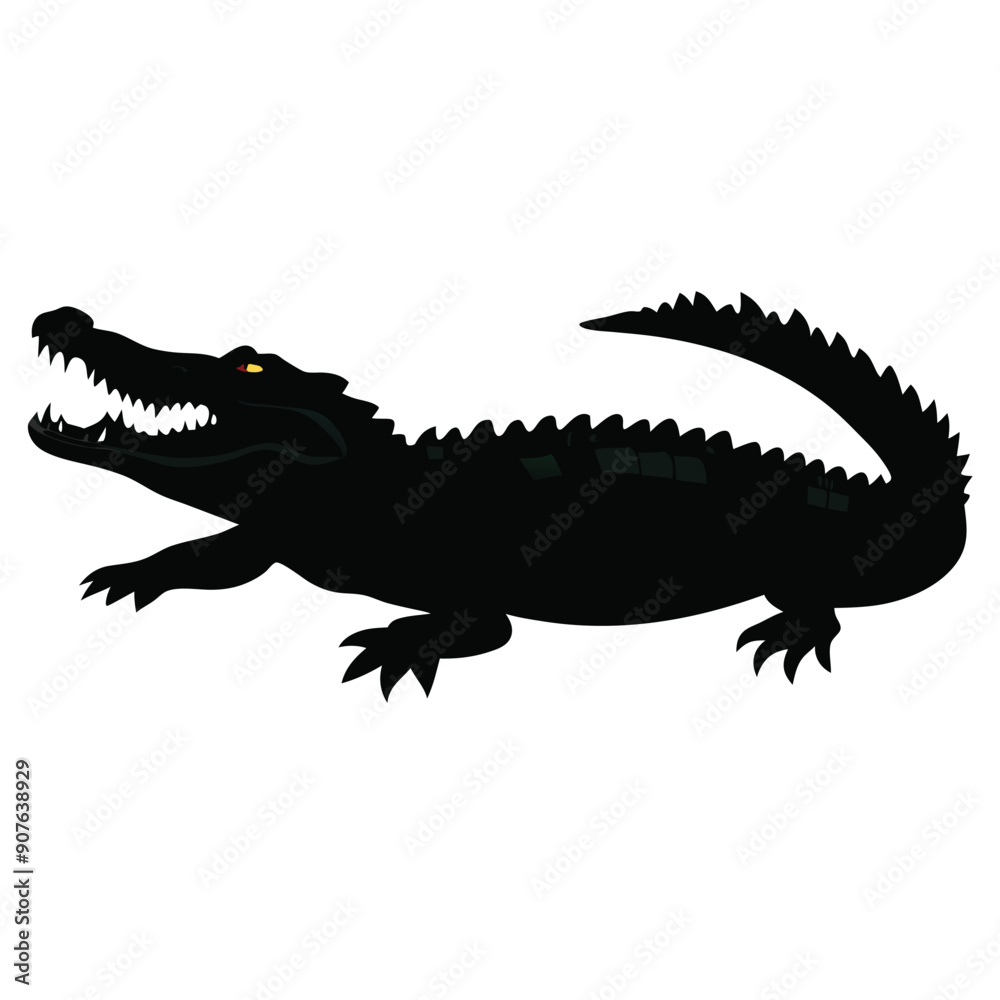 Naklejka premium a Crocodile, alligator vector silhouette,