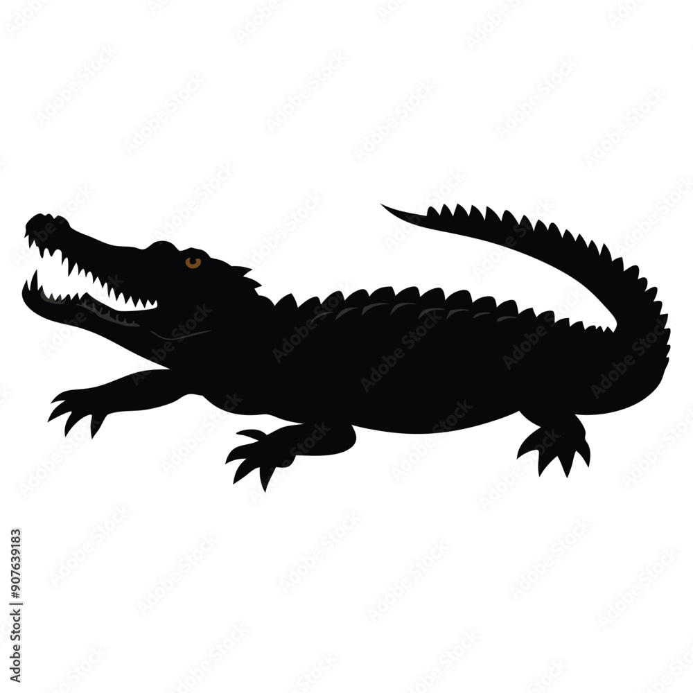 Obraz premium a Crocodile, alligator vector silhouette, 