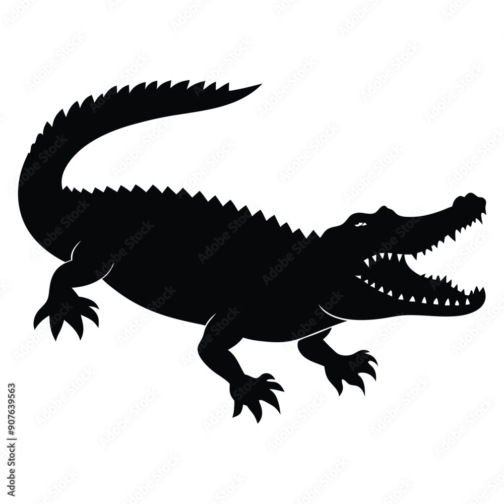 Obraz premium a Crocodile, alligator vector silhouette, 