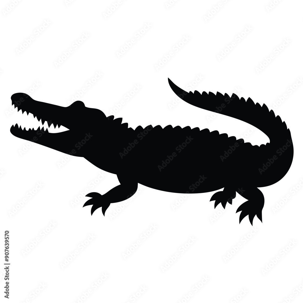 Naklejka premium a Crocodile, alligator vector silhouette, 
