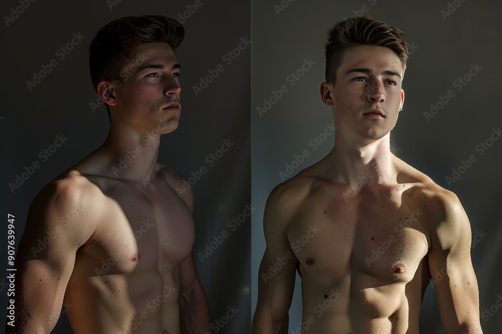The man in the image has a lot of hair on his chest and stomach The man in the image has a lot of hair on his chest and stomach