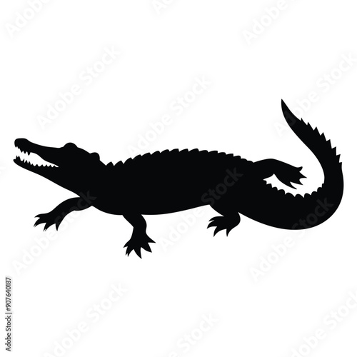 a Crocodile, alligator vector silhouette, 