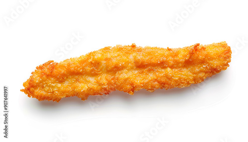 Fish finger or stick isolated on white background. Top view. Flat lay